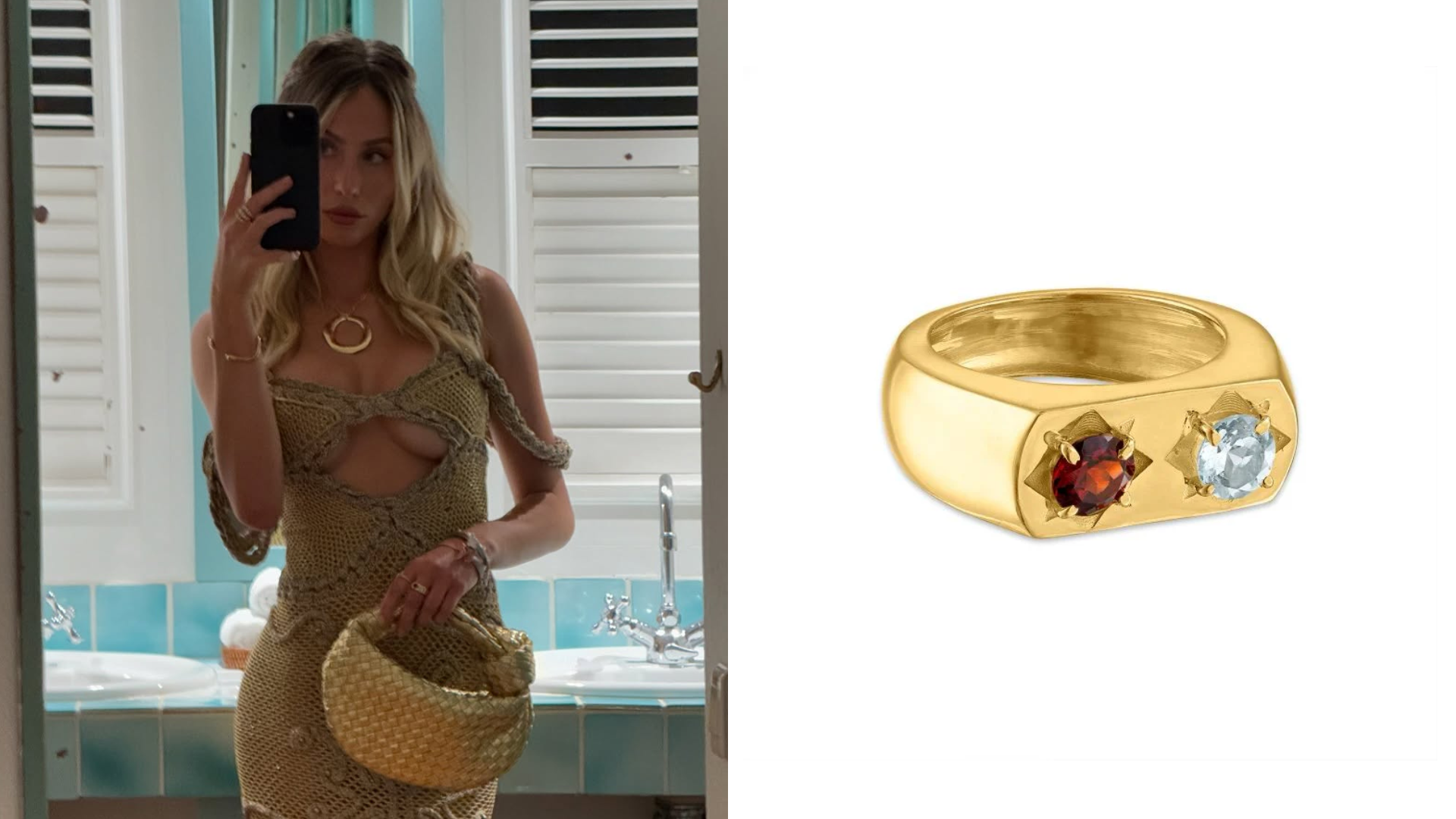 Alix Earle wearing the Double Gemstone Ring