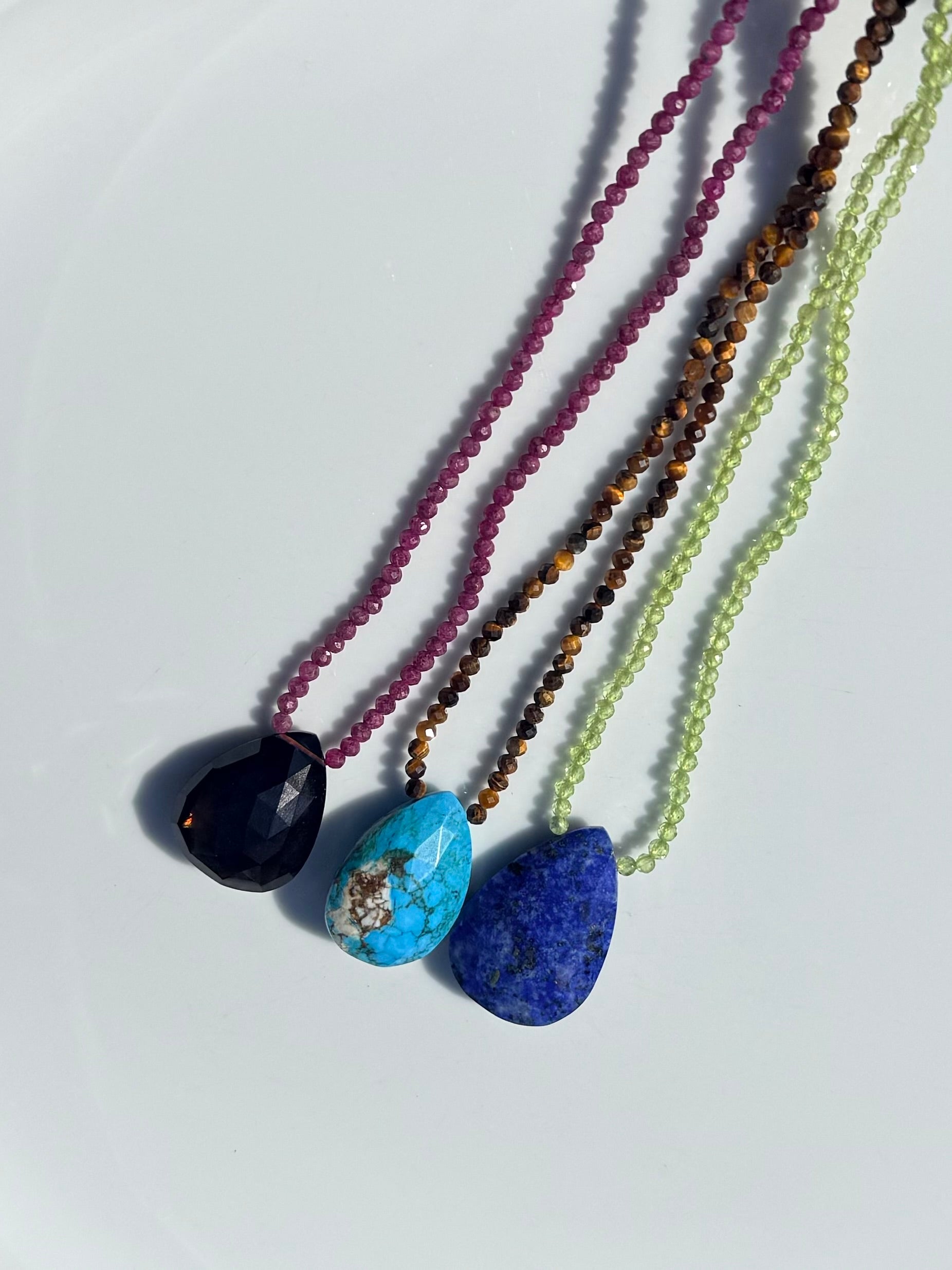 Peridot + Lapis Teardrop Necklace XL