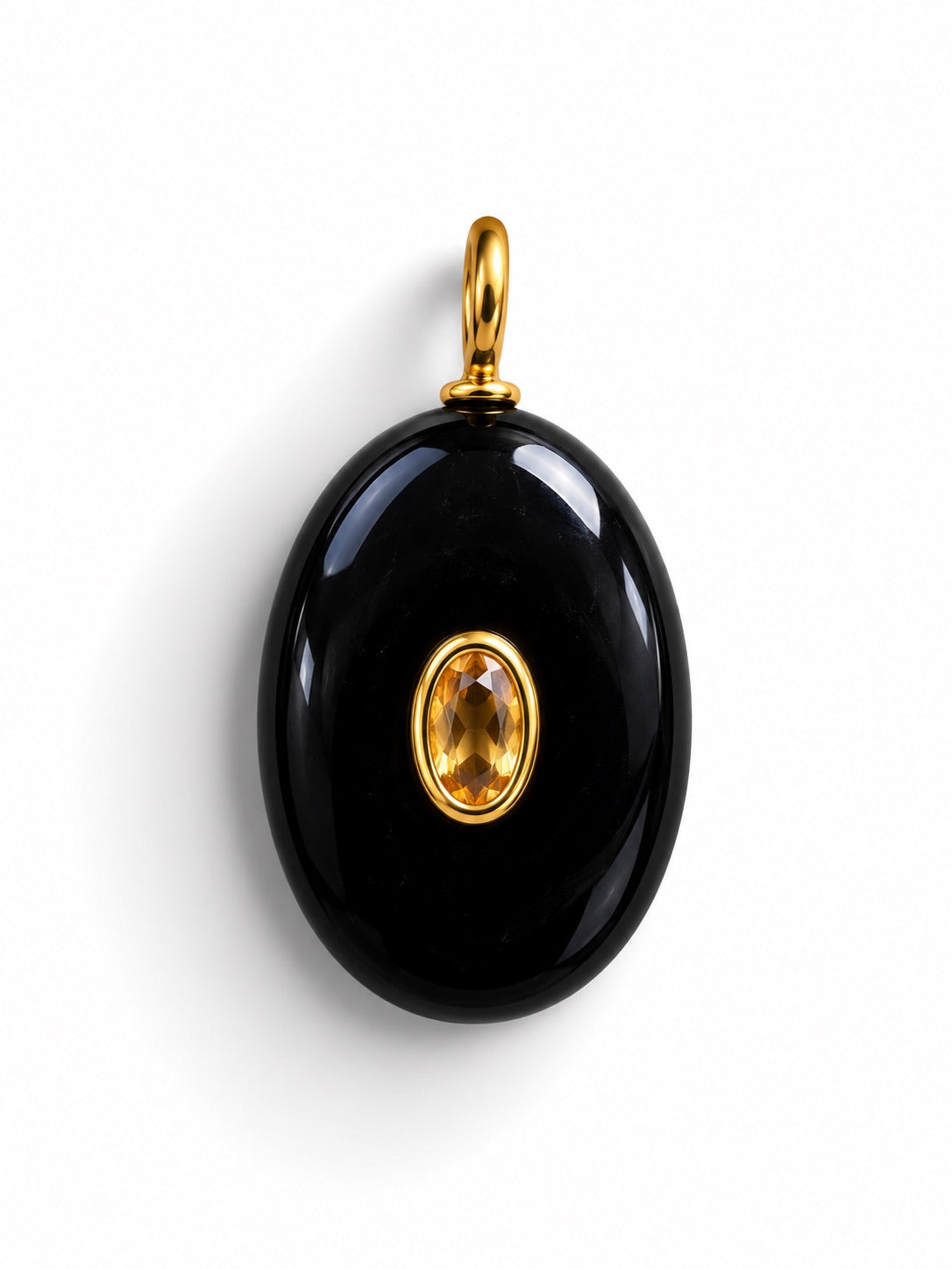 Black Onyx Oval Charm Necklace