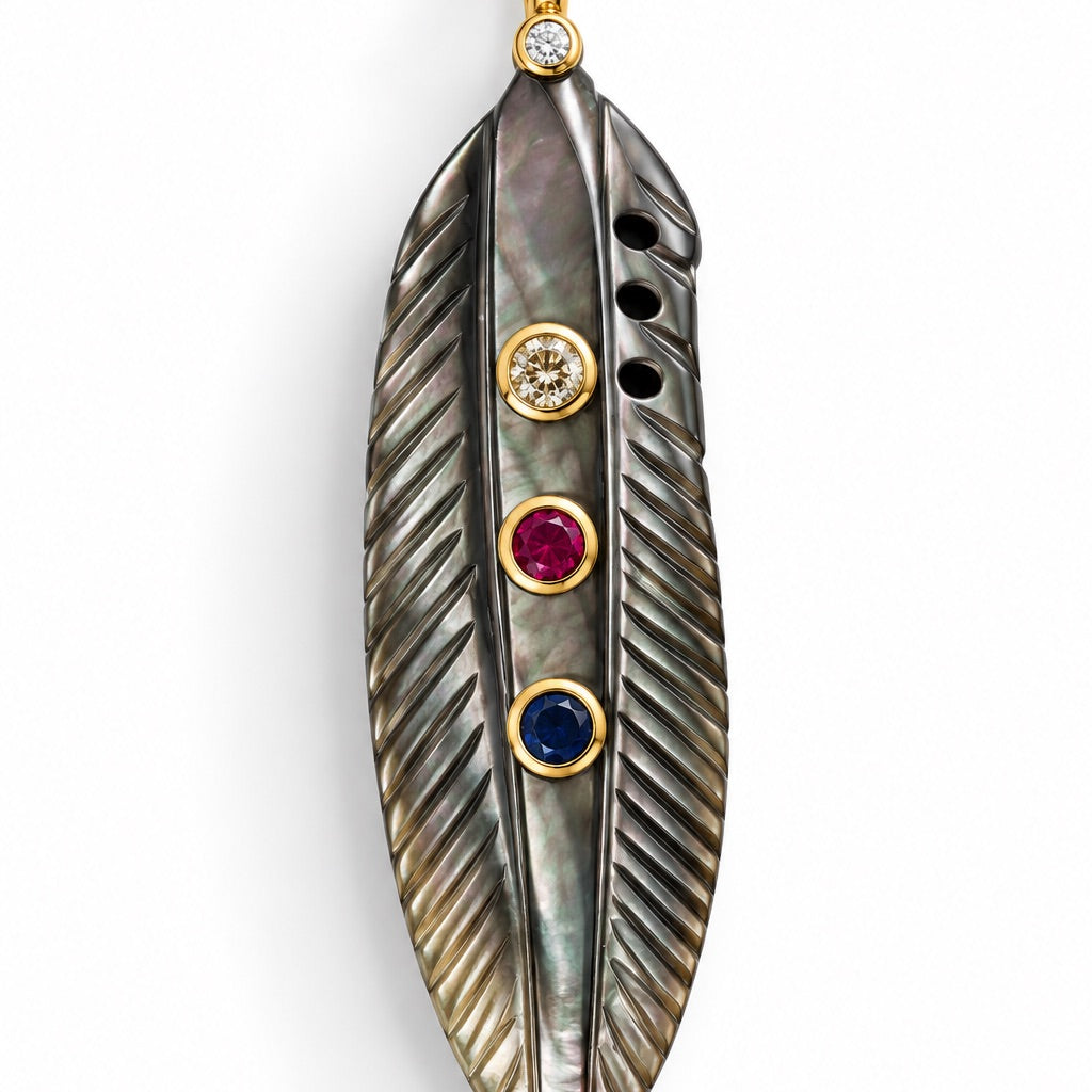 Shell Feather Charm Necklace