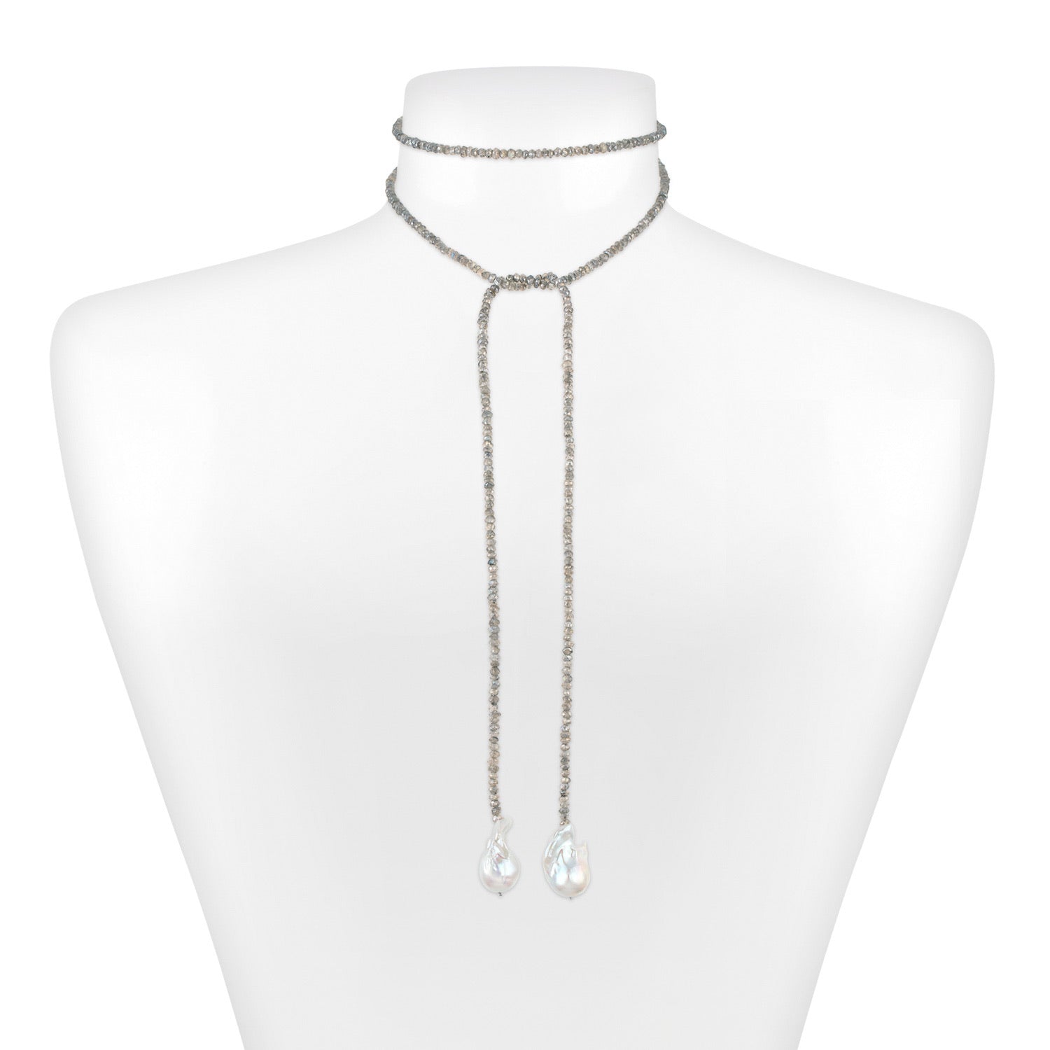 Grey Spinal Wrap Pearl Necklace