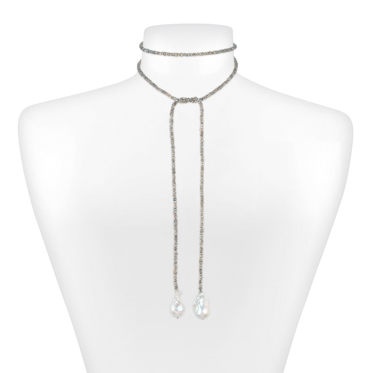 Grey Spinal Wrap Pearl Necklace