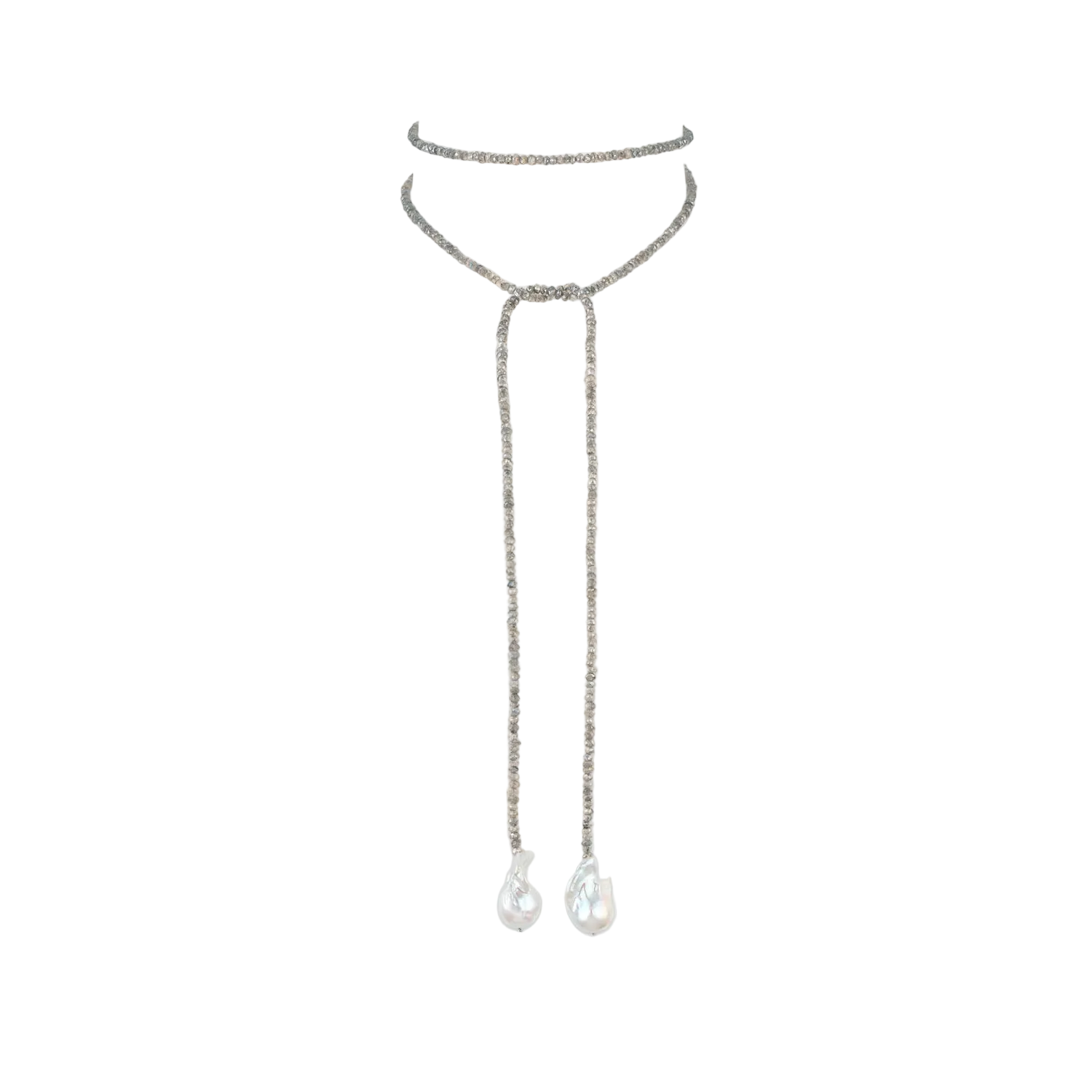 Grey Spinal Wrap Pearl Necklace