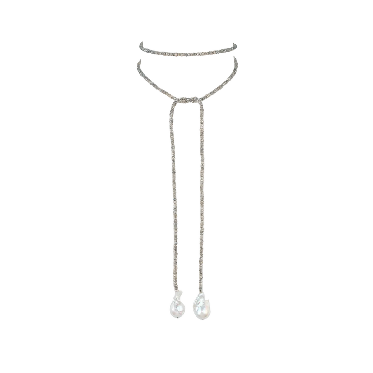 Grey Spinal Wrap Pearl Necklace