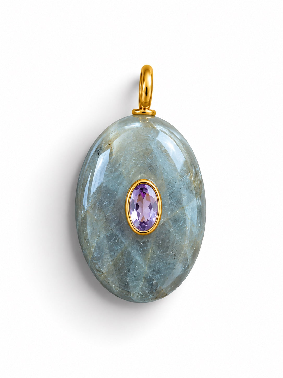 Moss Aquamarine Oval Charm Neckalce