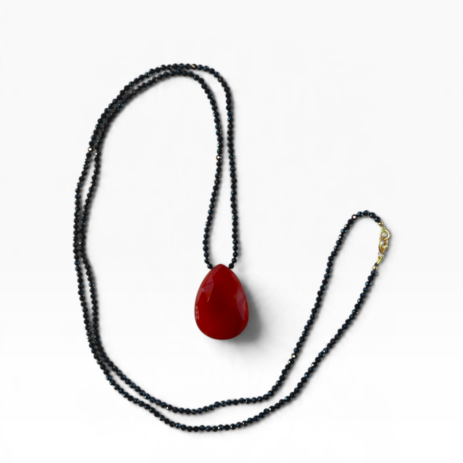 Black Onyx + Red Onyx Teardrop Necklace XL