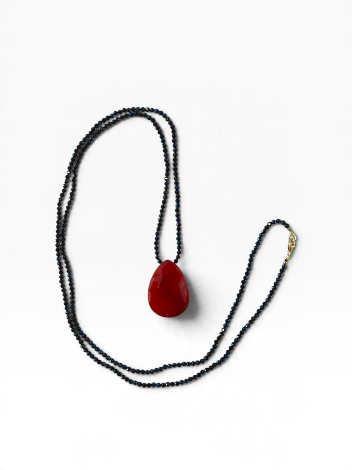 Black Onyx + Red Onyx Teardrop Necklace XL