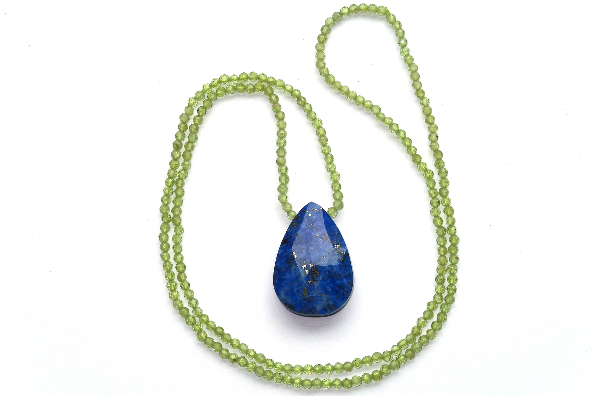Peridot + Lapis Teardrop Necklace XL