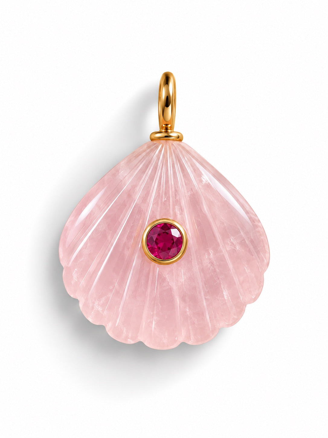 Rose Quartz Shell Charm Necklace