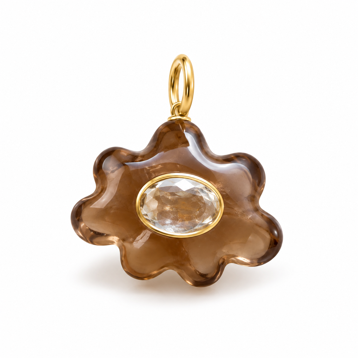 Smokey Quartz Cloud Charm Necklace