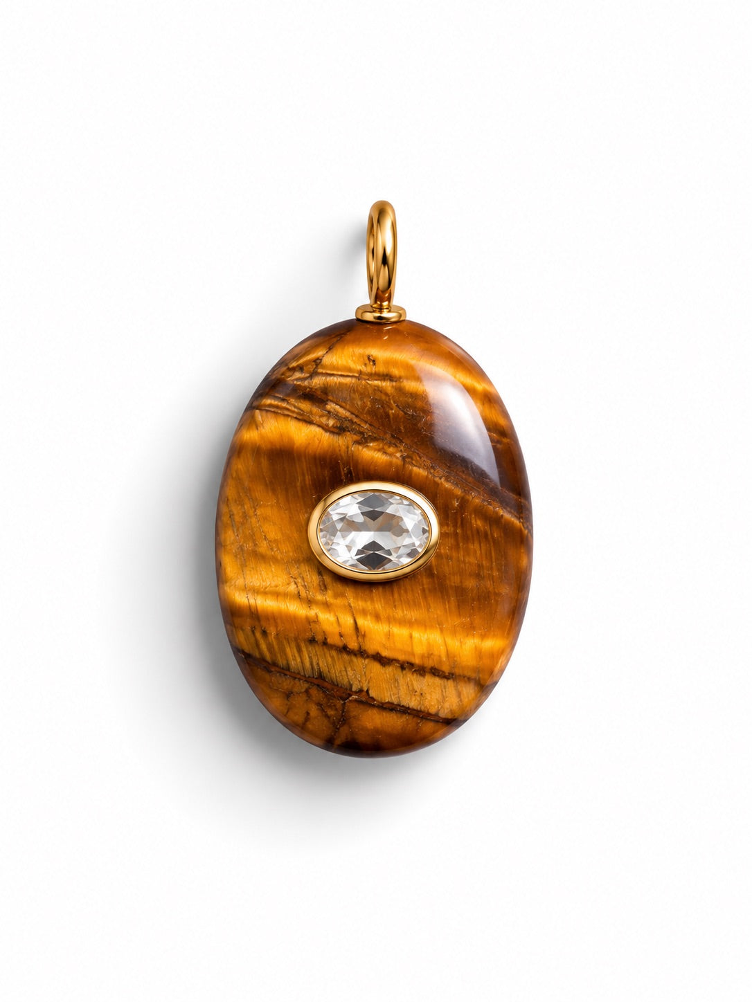 Tiger Eye Oval Charm Necklace
