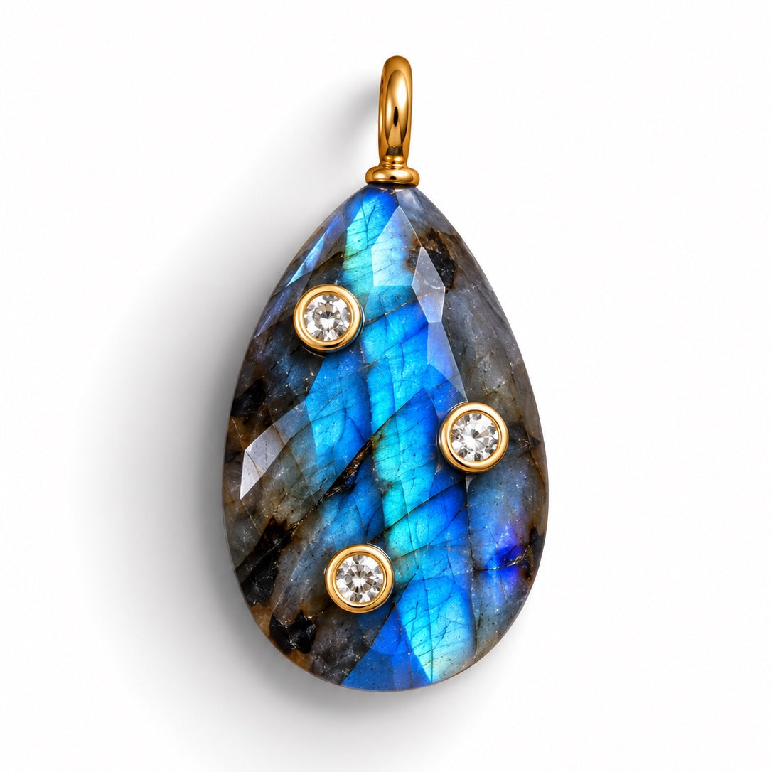 Labradorite Pear Charm Necklace