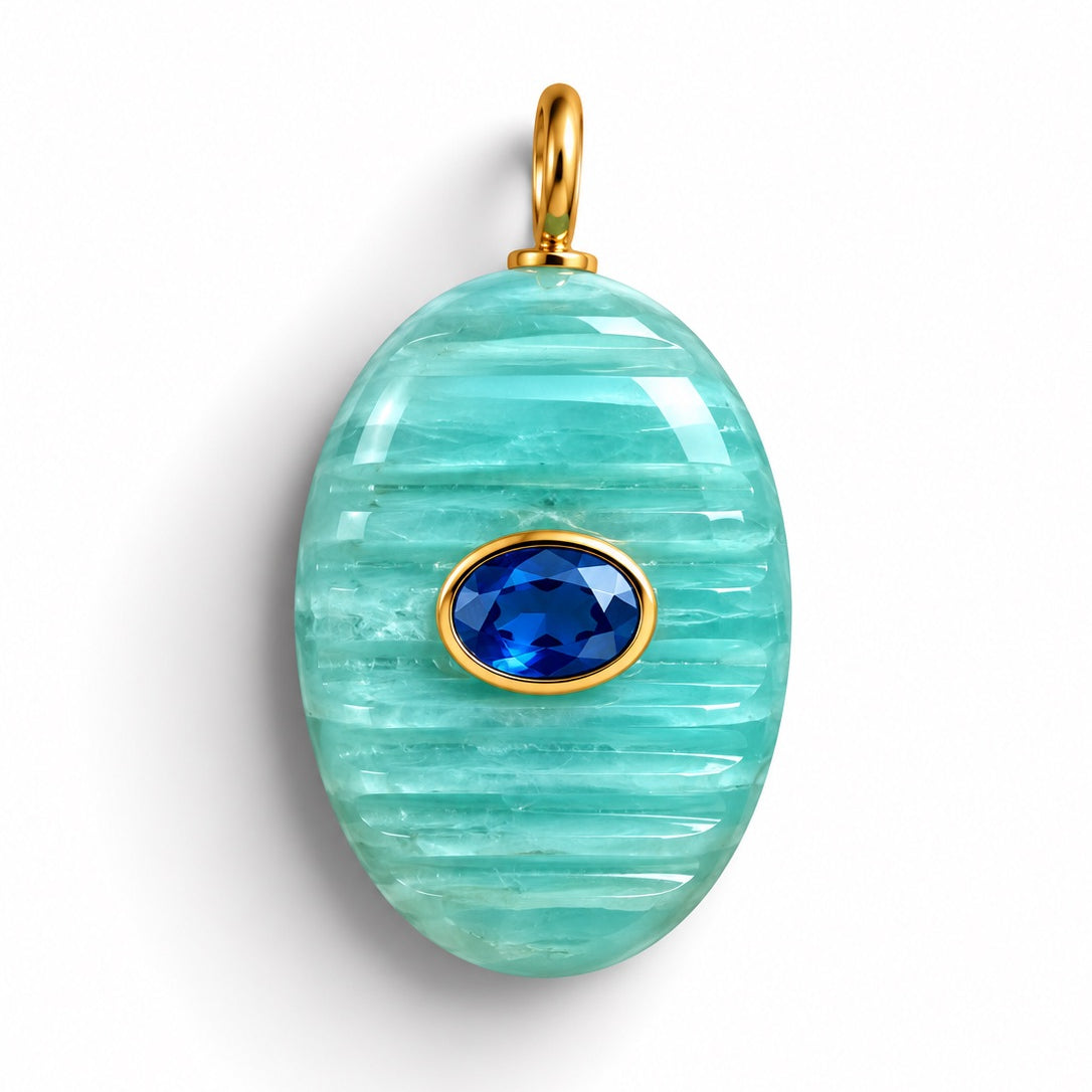 Amazonite Oval Charm Necklace