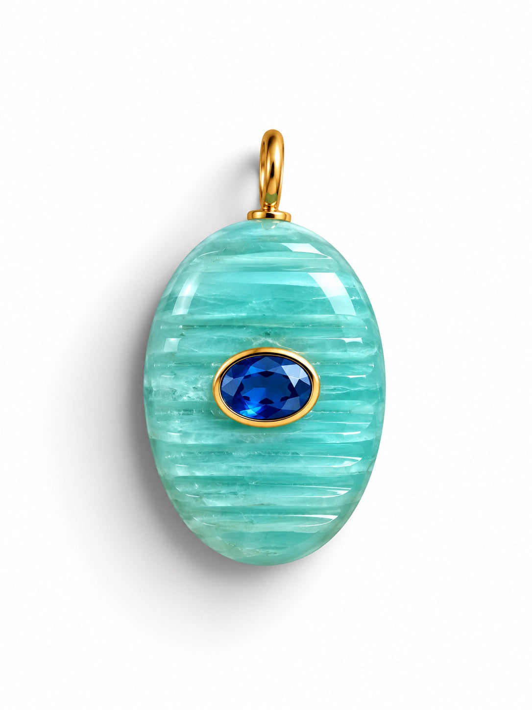 Amazonite Oval Charm Necklace