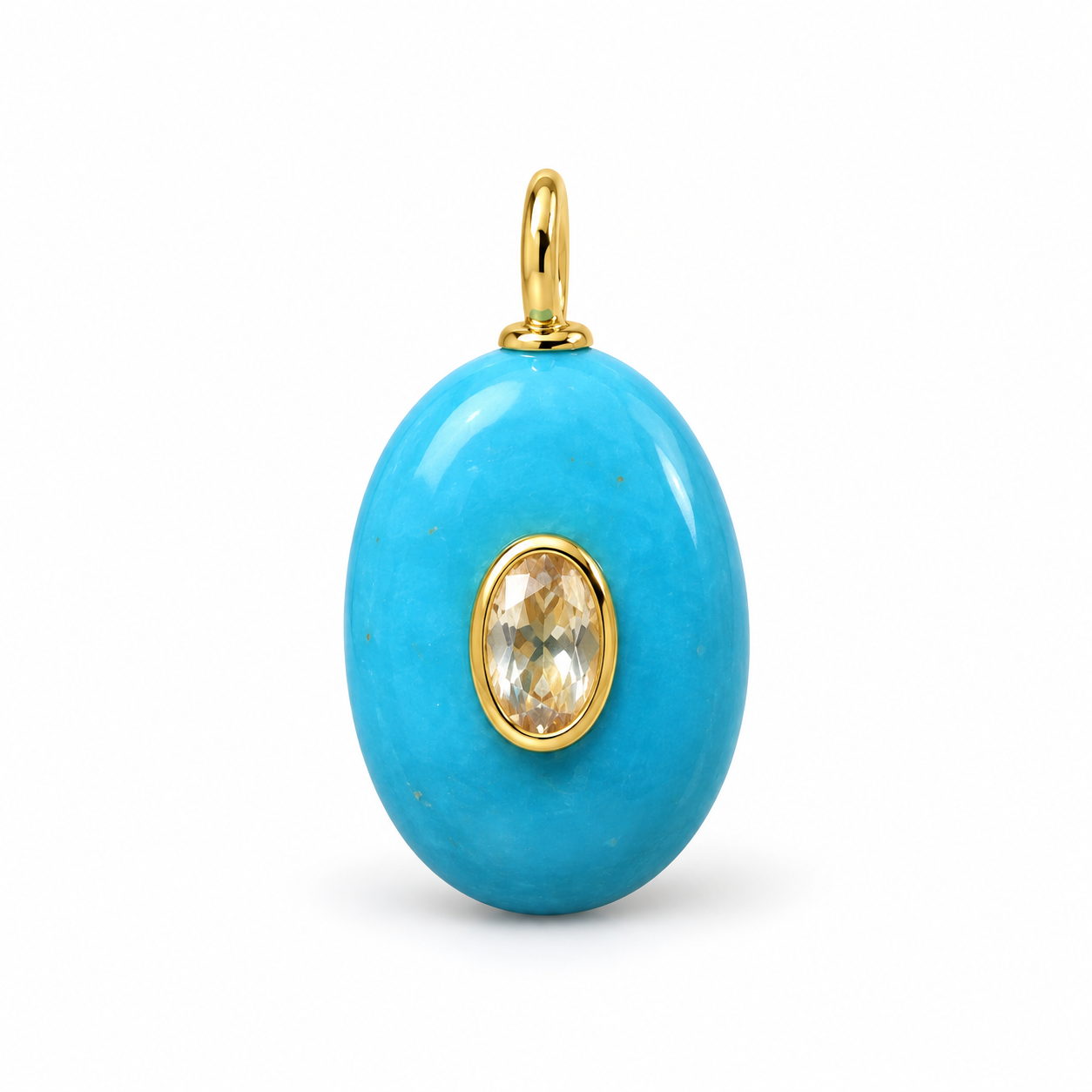 Turquoise Oval Charm Necklace