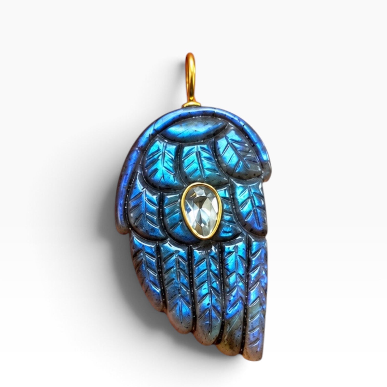 Labradorite Wing Charm Necklace
