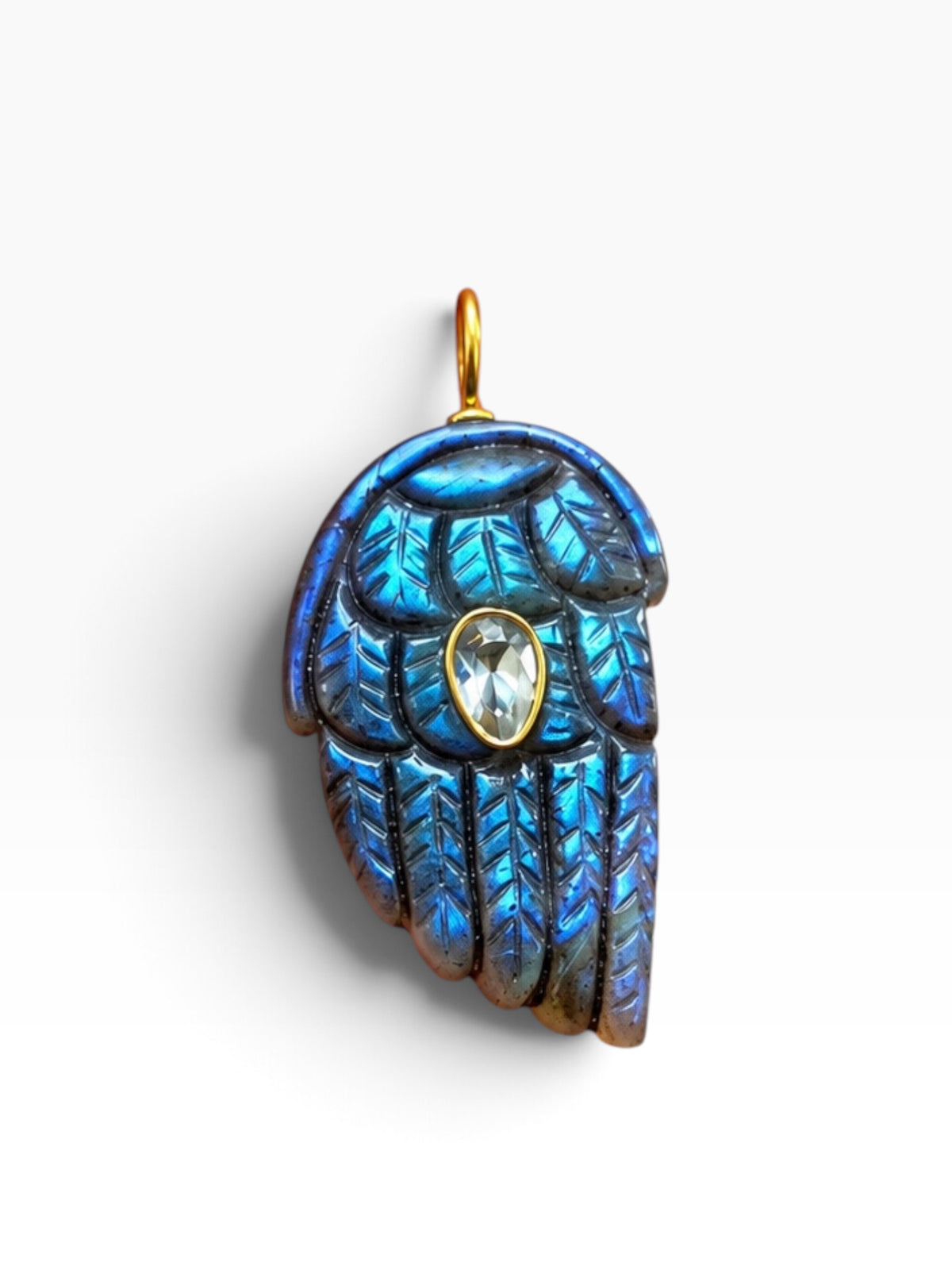 Labradorite Wing Charm Necklace