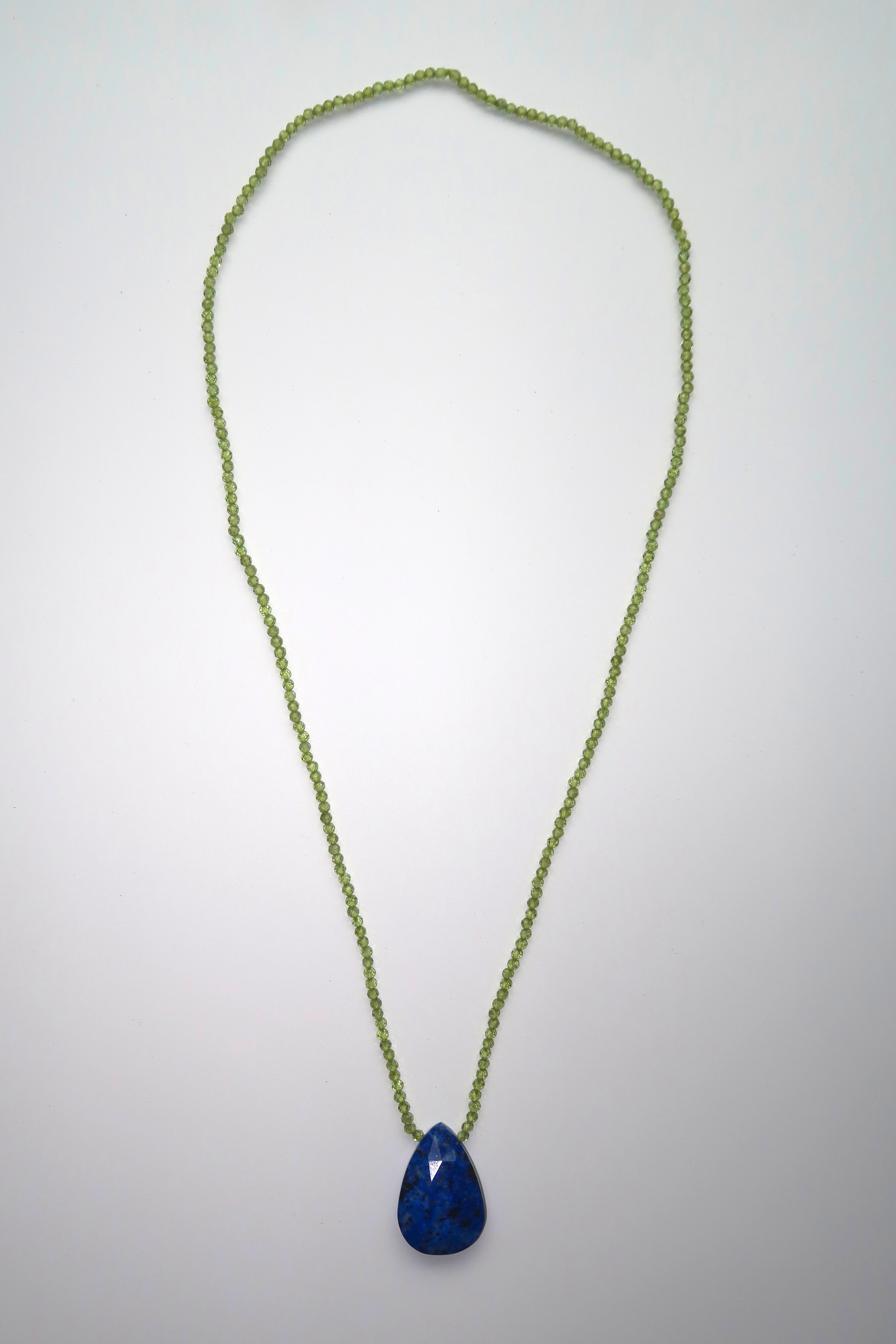 Peridot + Lapis Teardrop Necklace XL