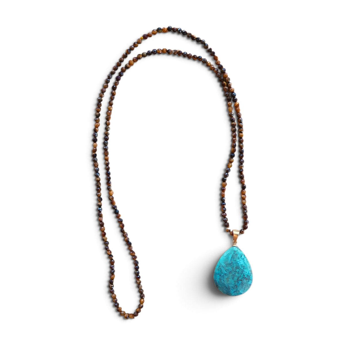 Tigers Eye + Turquoise Teardrop Necklace XL