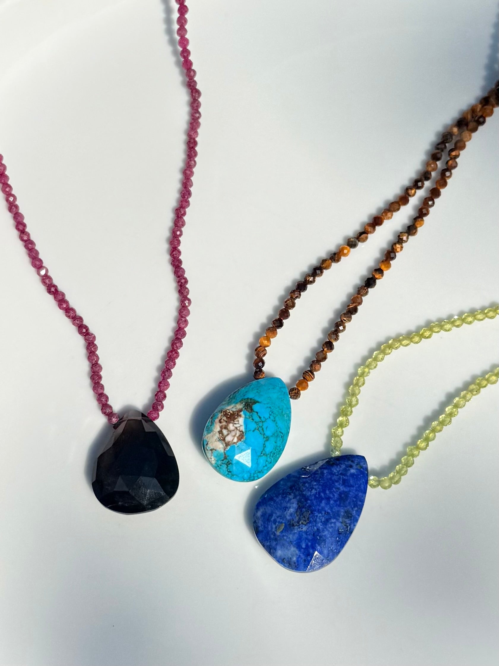Peridot + Lapis Teardrop Necklace XL