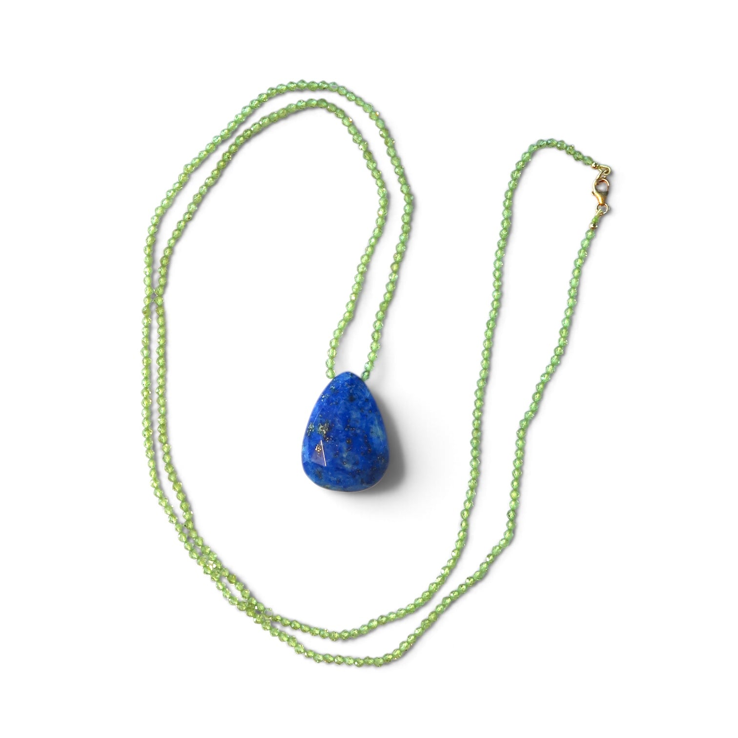 Peridot + Lapis Teardrop Necklace XL