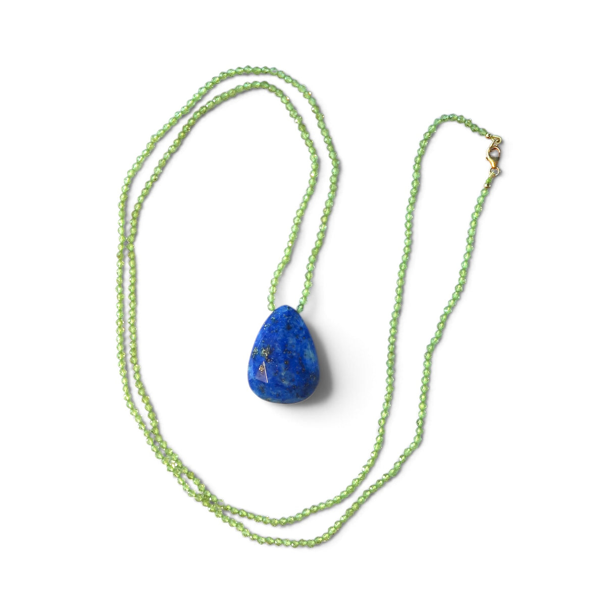 Peridot + Lapis Teardrop Necklace XL