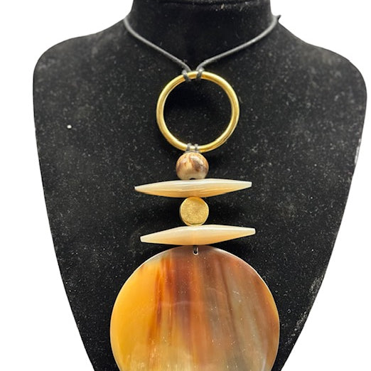 Horn Disc Bullet necklace