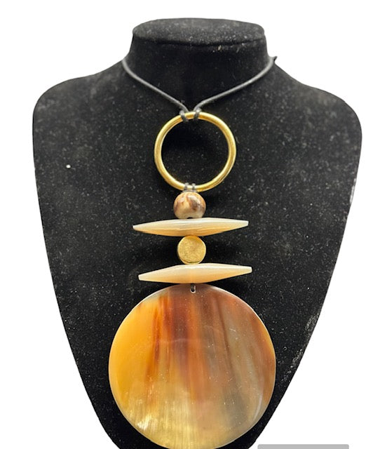 Horn Disc Bullet necklace